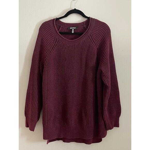 Ellen Tracy Burgundy Wine Bulky Rib-Knit Sweater Plus Size XL Oversized Winter - Picture 1 of 9